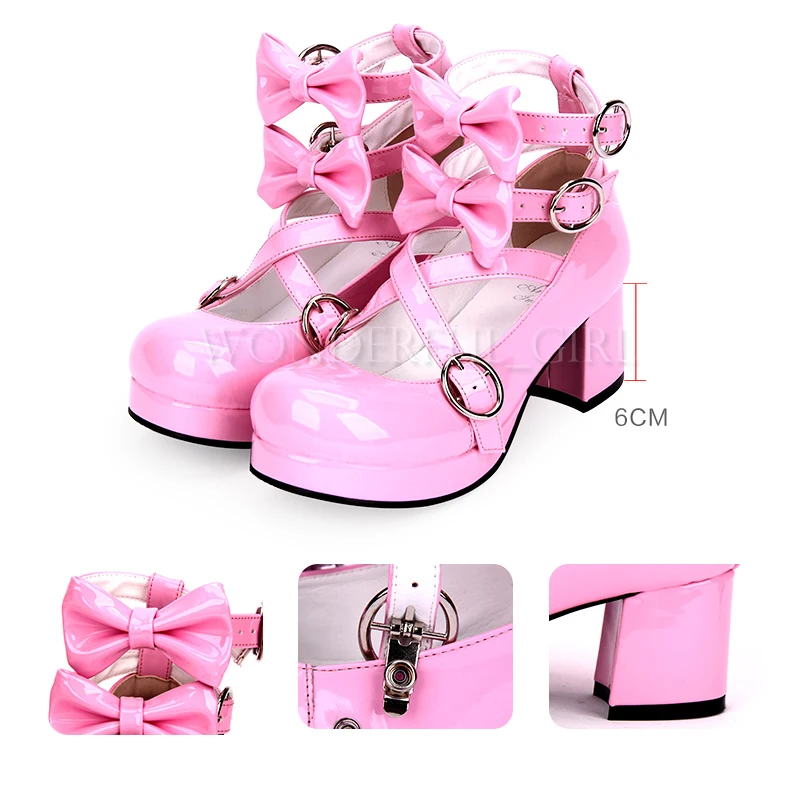 -zapatos Lolita de estilo japonés nuevos, zapatos/botas de Cosplay de Anime para niñas, dulces zapatos de princesa, tacones altos, zapatos de mujer con lazo