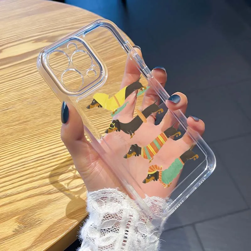 

Creative Running Puppy Print Phone Case For Apple iPhone 17 16e 16 15 14 13 12 11 Pro Max Plus Mini TPU Soft Transparent
