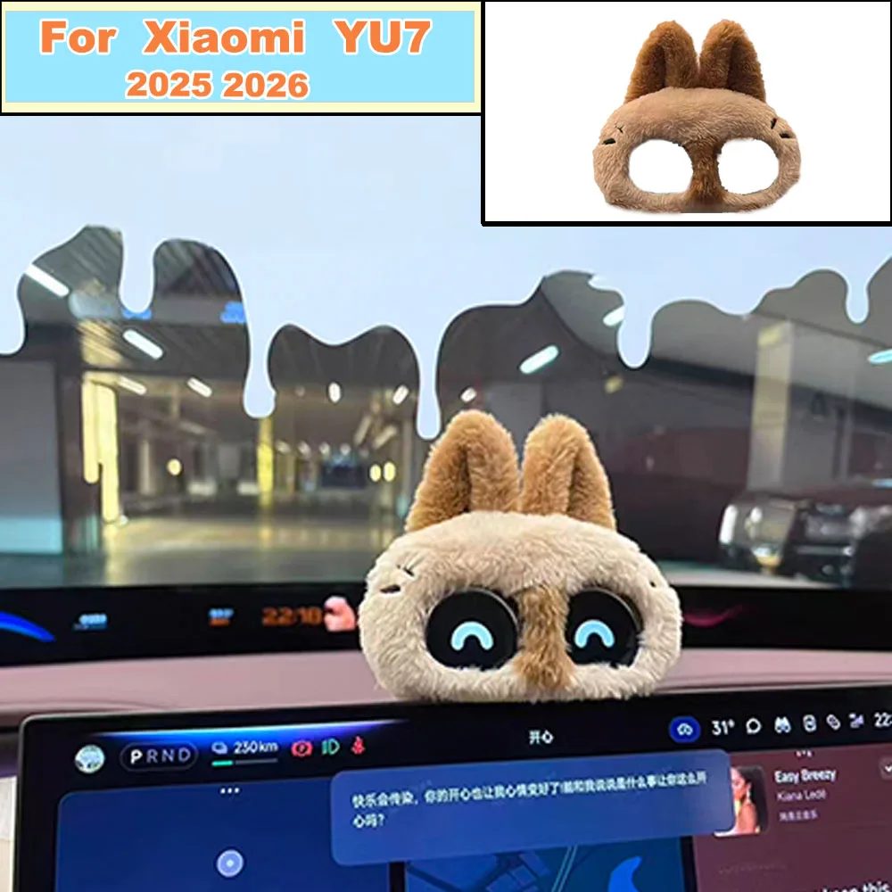 Cute Rabbit Furry Dashboard Decor Cover For Xiaomi YU7 Dual Instrument Panel Protective Sleeve Car Interior Ornament