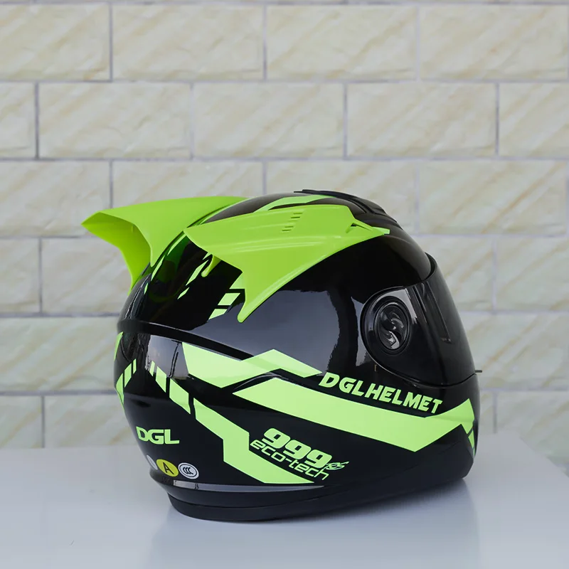 Original Black Yellow With Yellow Horns Helmet Women Motorcycle Full Face Helmet Off Road Professional Racing Helmet Casque