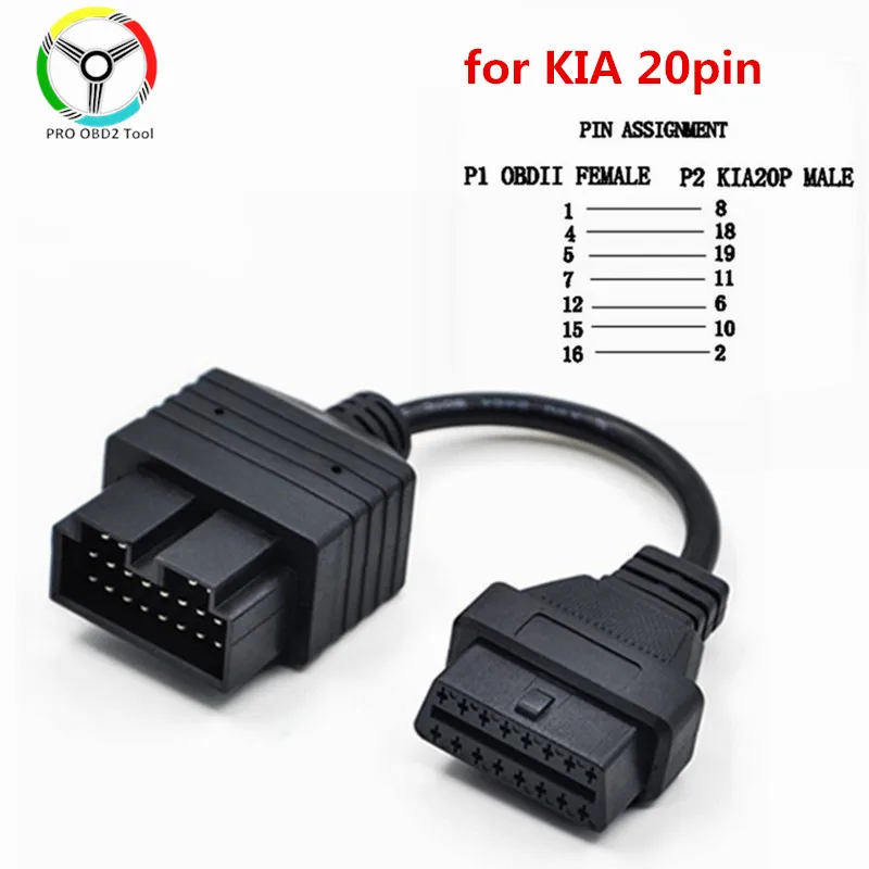 16pin To 20 PIN Adapter OBD2 Cable for KIA 20pin Sportage 20PIN OBD Connector Diagnostic Cable Auto Scanner Convert Connector