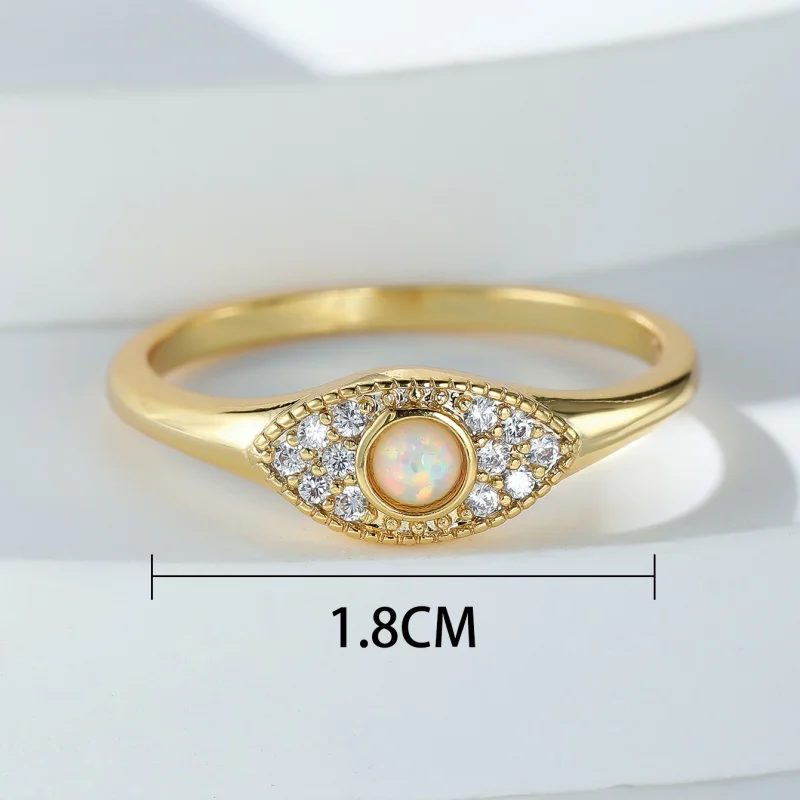 European and American Fashion Ring Gold Round White Australian Treasure Micro Inlaid White Diamond Devil's Eye Jewelry Headwear