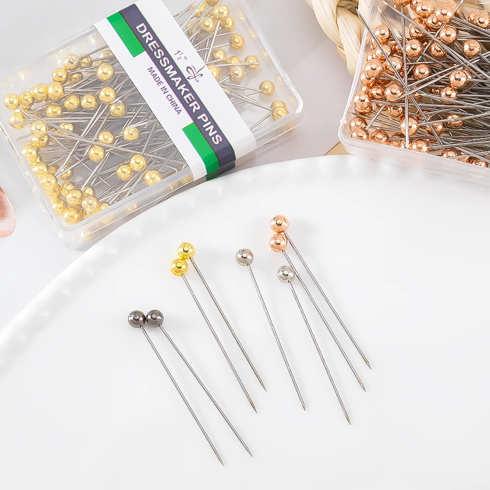 100Pcs/Box Stainless Steel Round Head Ball Positioning Needle Patchwork Pin Sewing Positioned DIY Sewing Tool Jewelry Making