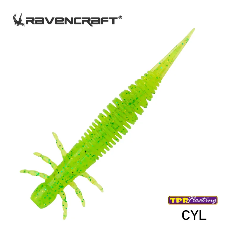 RAVEN CRAFT DAMSEL-WORM 2.2/2.7/3.2 Zoll 14/12/10 Stück Schwimmender SoftLure Kunstköder in Turnierqualität – Künstlicher Angelköder in Hyper-Qualität