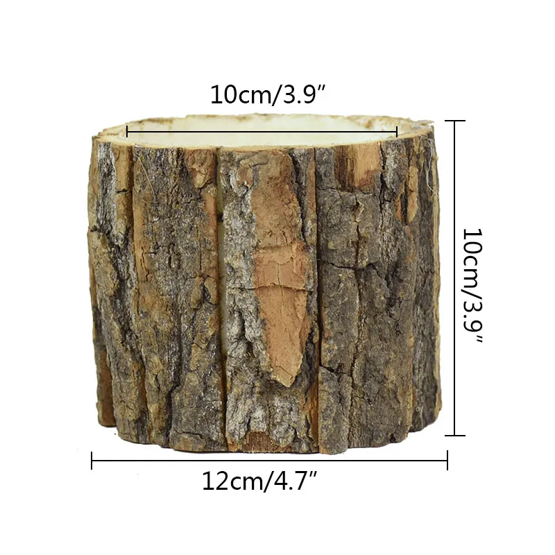 Bark Flower Pot Wooden Stump Bark FlowerPot Planter Holders Home Indoor Outdoor Garden Plant Bonsai Wedding Decoration Supplies