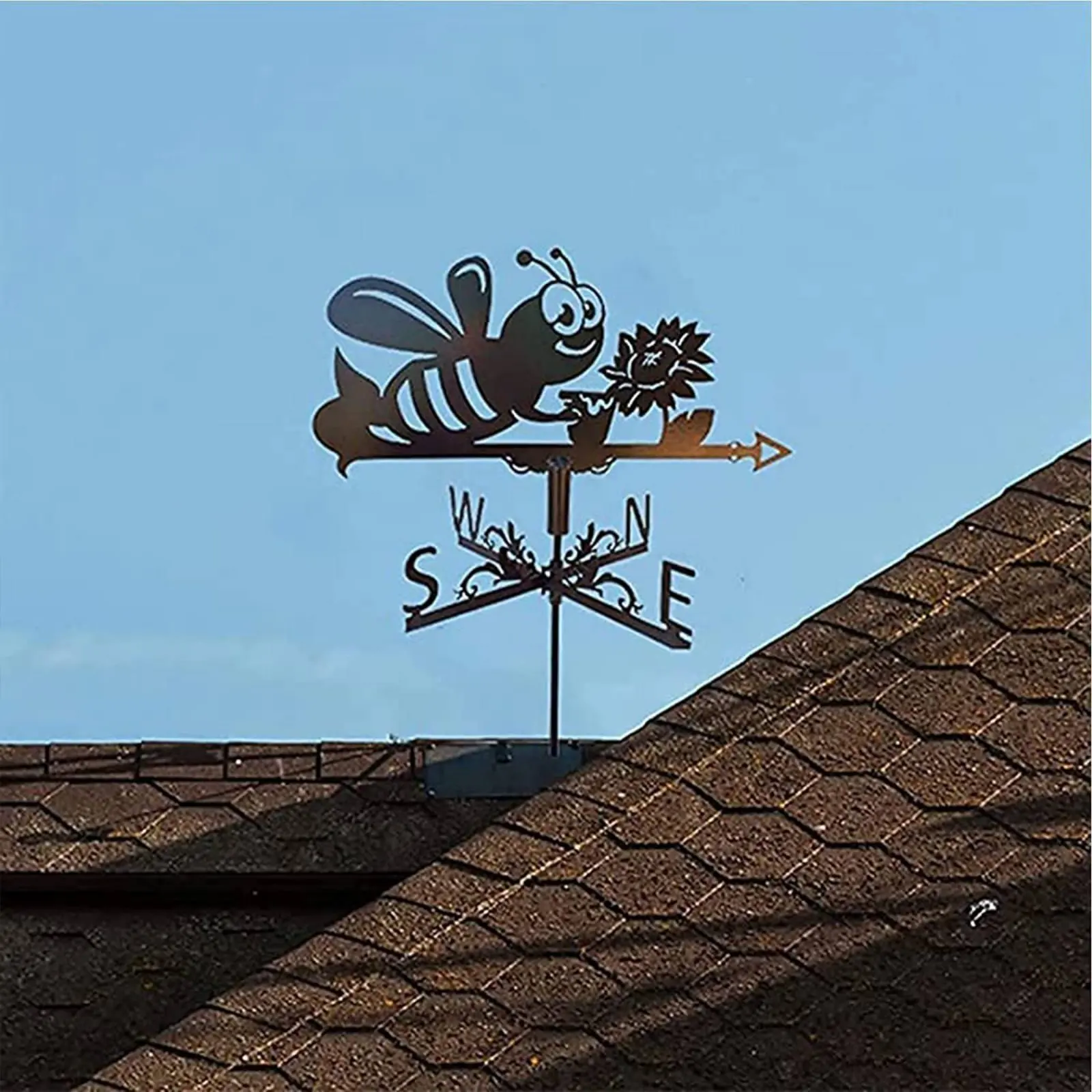 Bee Roof Wind Vane Iron Craft Metal Bee Weather Vane Wind Rotator Yard Decoration Owl Weathervane Outdoor