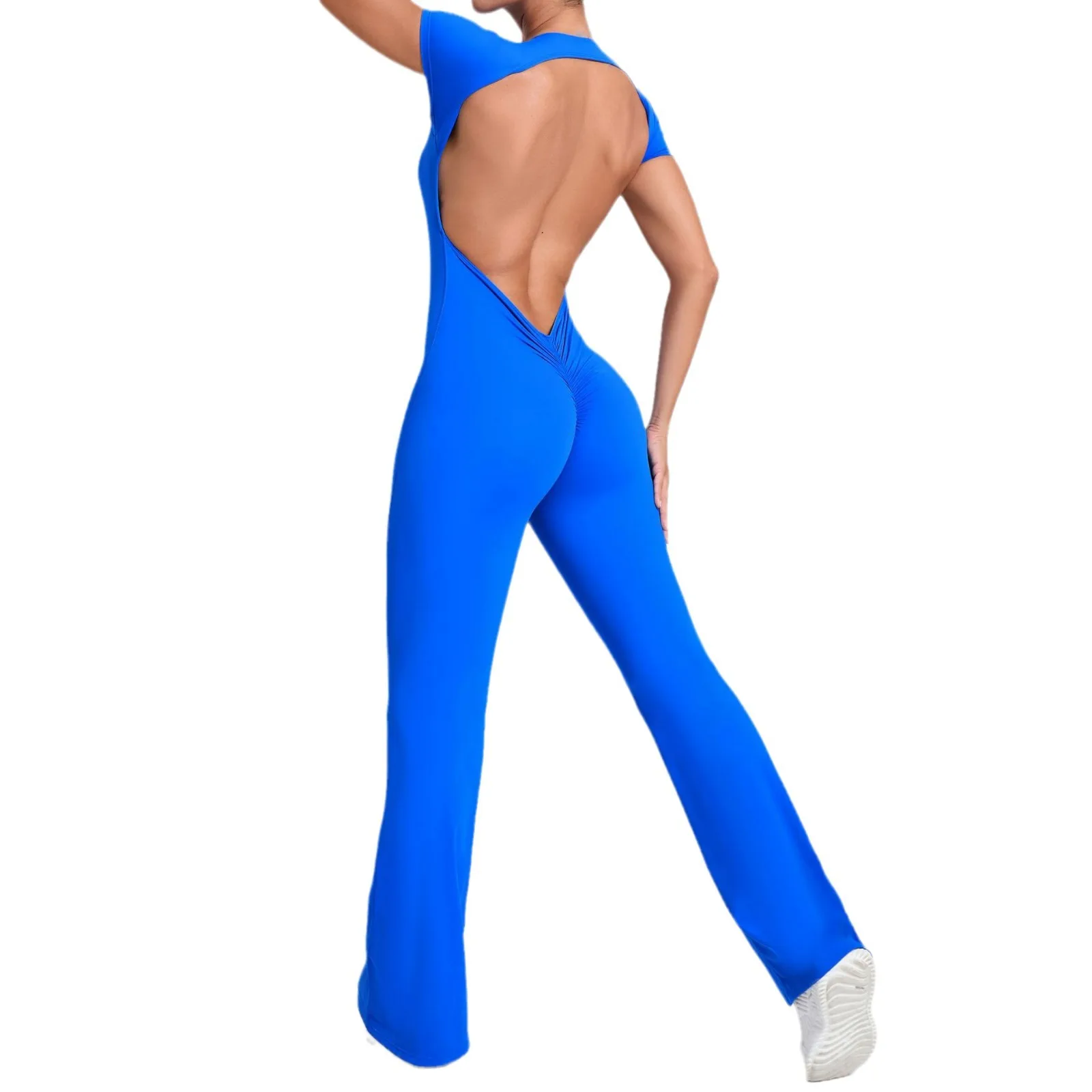 Long-Sleeved One-piece Suit Women Backless Sports Jumpsuit Female Push up Rompers Quick Drying Yoga Clothing Workout Bodysuits image 6