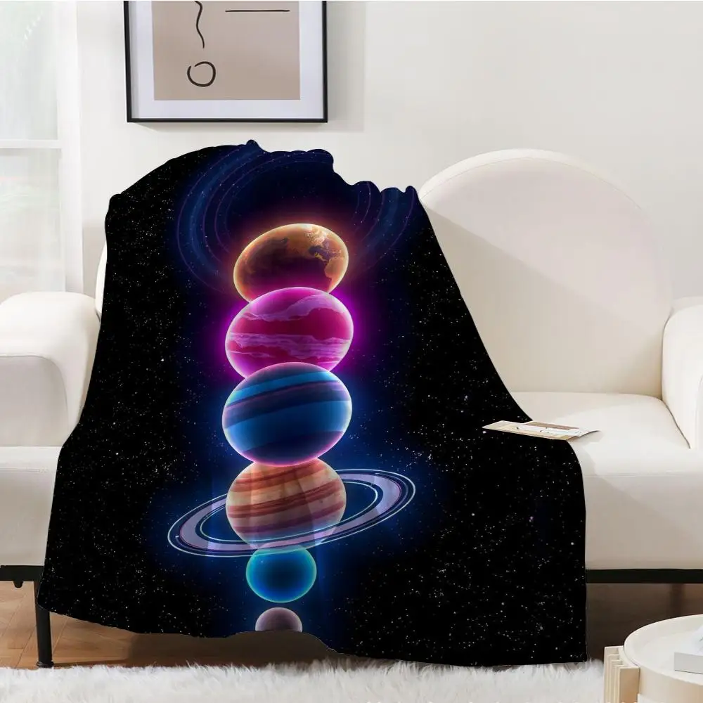 

Seven Stars in a Row Throw Blanket Aesthetic Art Flannel Blanket Portable Home Travel Camping Sofa Picnic Thickening Flannel Bl