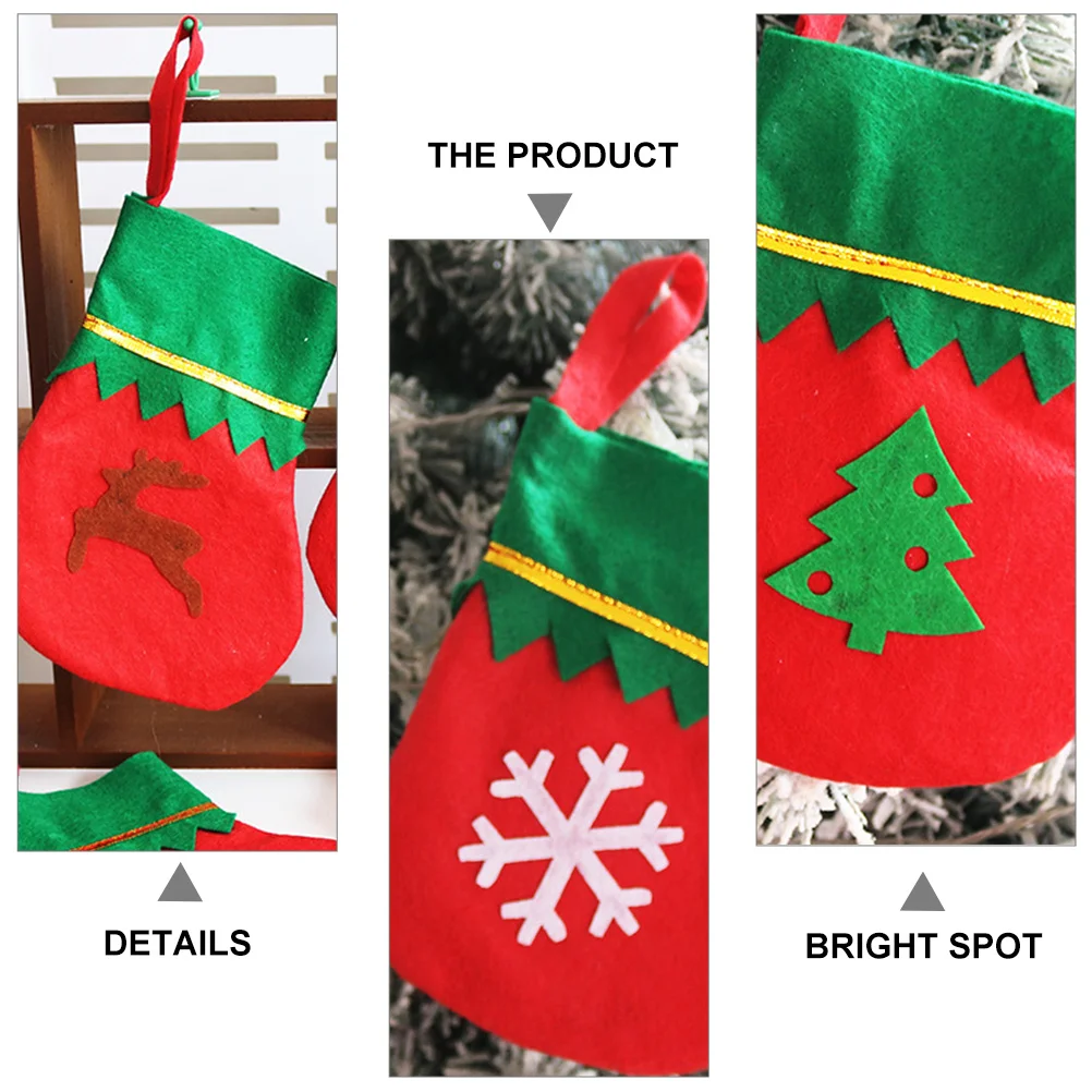 

8Pcs Christmas Socks Knives Forks Holder Cutlery Bags Non Woven Fabric Tableware Covers Xmas Dinner Party Silverware