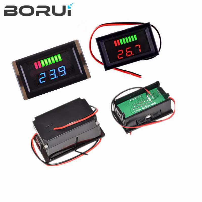 Car Battery Charge Level Indicator 12V-60V Lithium Battery Capacity Meter Tester Blue Display LED Tester Voltmeter Waterproof