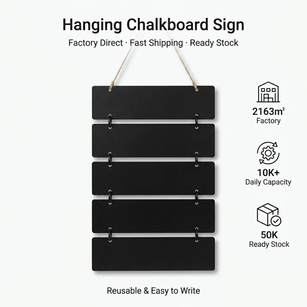 With Jute Rope Hanging Chalkboard Sign Erasable Multi-Linked Blackboard Reusable Wall Menu Board Cafe Restaurant Home Decor