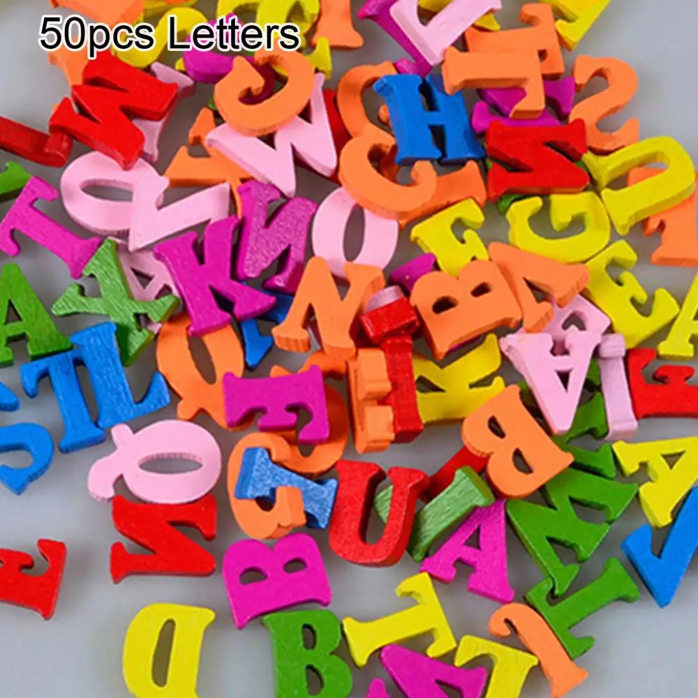 100Pcs Colorful Letters Numbers Wooden Flatback Embellishments Crafts Tool Decorative Letters & Numbers Decoration