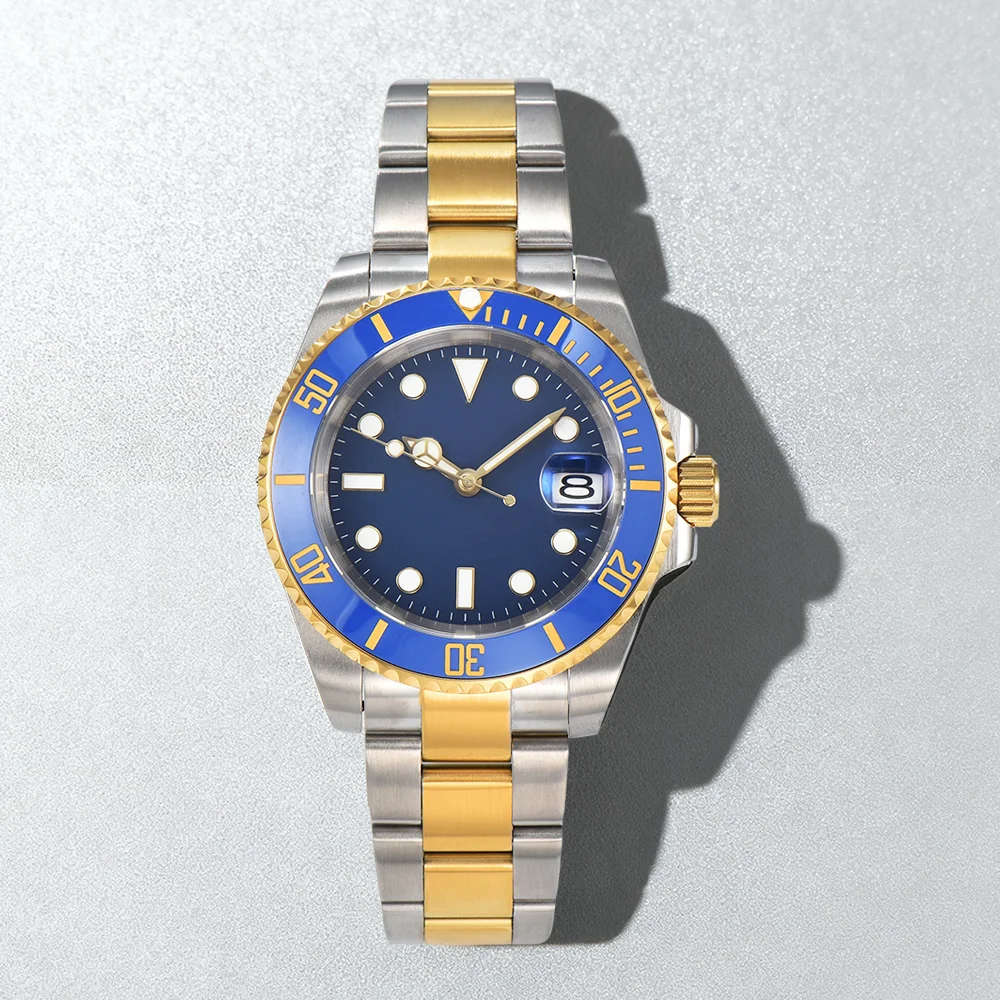 Custom Logo Watch For NH35 Automatic Mechanical  Watch Fit For SUB Sapphire Crystal Stainless Steel Rubber Strap Custom Watch