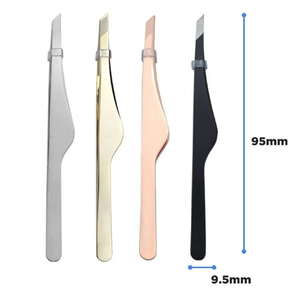 Girls Women Slanted Head Makeup Fine Hairs Precision Lash Hairs Puller Eyelash Tweezers Eye Brow Clips Eyebrow Tweezer