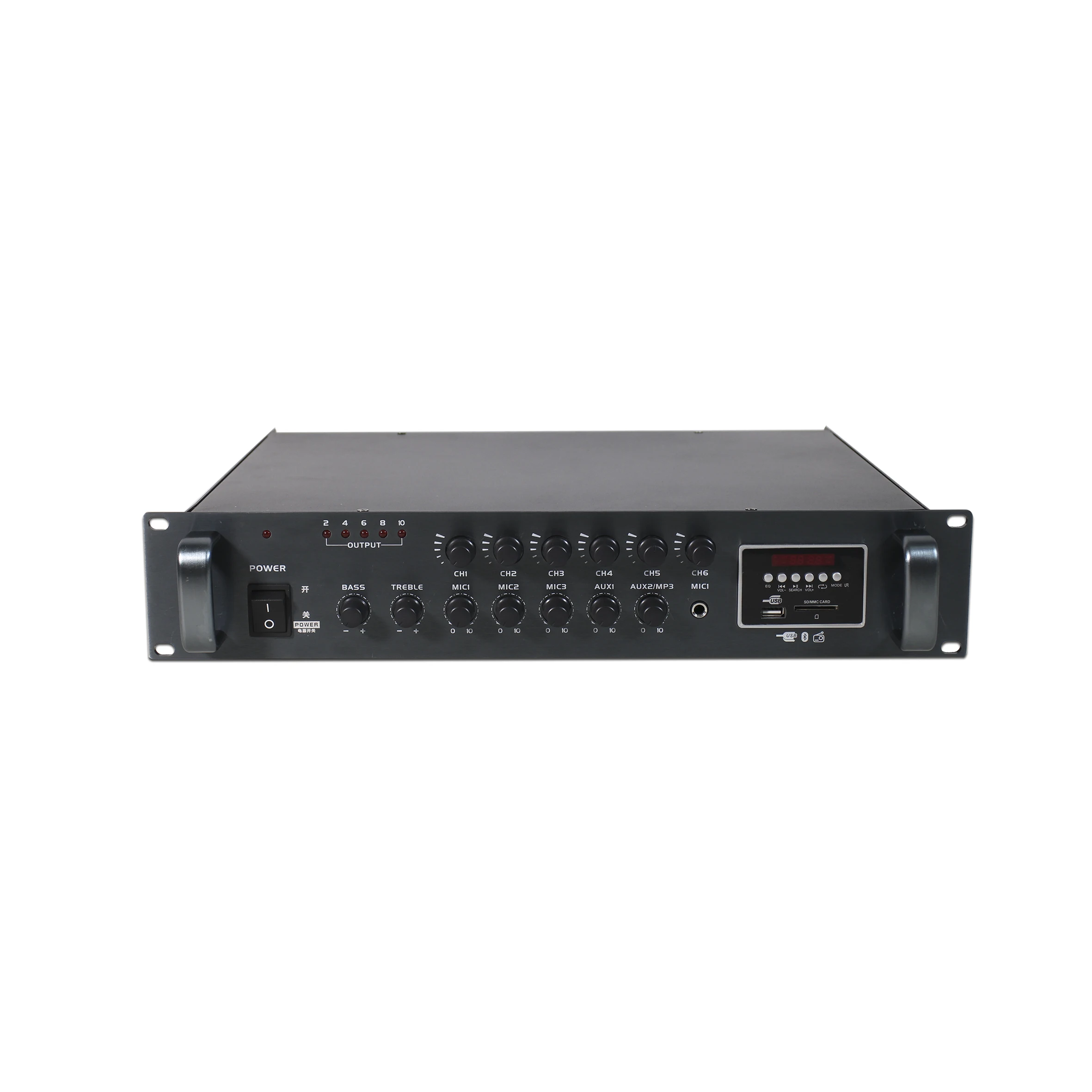 

70W Mixer Power Amplifier with Bluetooth USB and Tuner 6 Zones with Volume Control for Powerful Sound and Background Music