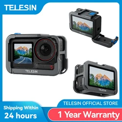 TELESIN Aluminium Alloy Frame Case For DJI OSMO Action 3 4 5Pro Double Clod Shoe Protective shell For DJI Action 3 4 5pro