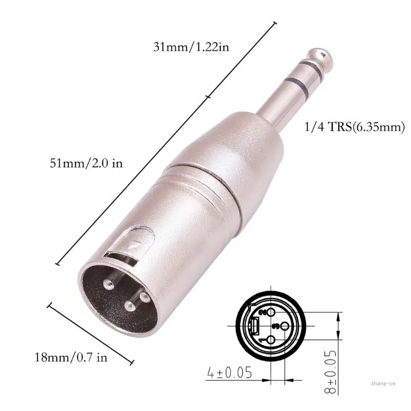 M5TD 6.35mm 1/4 Inch TRS to Adapter Male to Male Socket Connector Adaptor