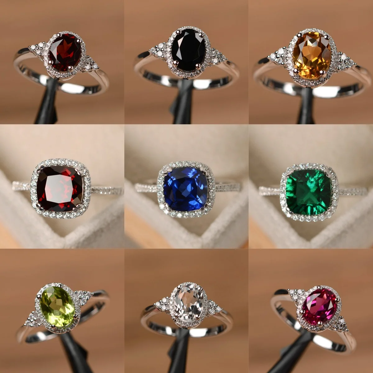 

2024 Hot Selling Silver plated Rings for Women Ruby Emerald Sapphire Jewelry Wedding Engagement Ring Wholesale Size 6-10