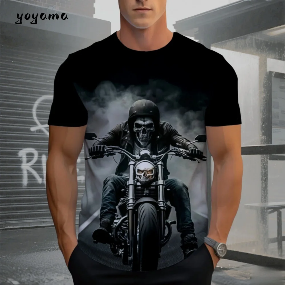 

Мужская футболка с 3D принтом черепа и короткими рукавами с круглым вырезом, дышащая модное мужская одежда, повседневная мужская футболка, модная мужская одежда Y2k