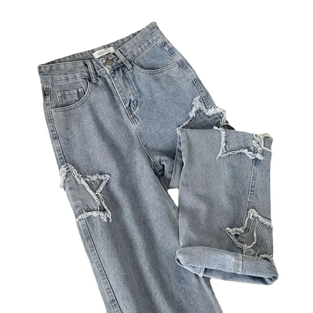 Streetwear 2024 Star Straight Casual Men Jeans Neutral New Wide Leg Loose Hip-hop cargo pants Fashion Streetwear Denim Trousers