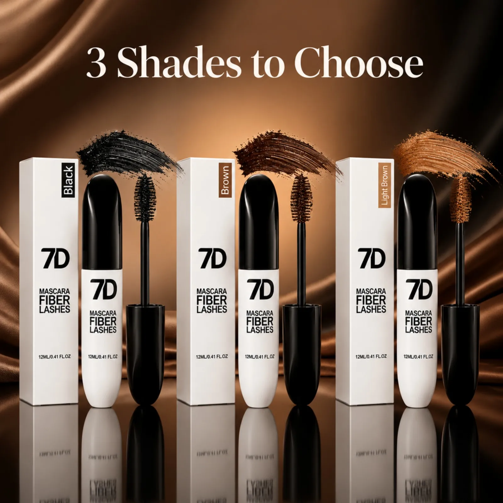 7D Black Mascara for Multi-Dimensional Volume Silk Fiber Lash Extension Waterproof Smudge-proof Long Lasting Eye Makeup Cosmetic