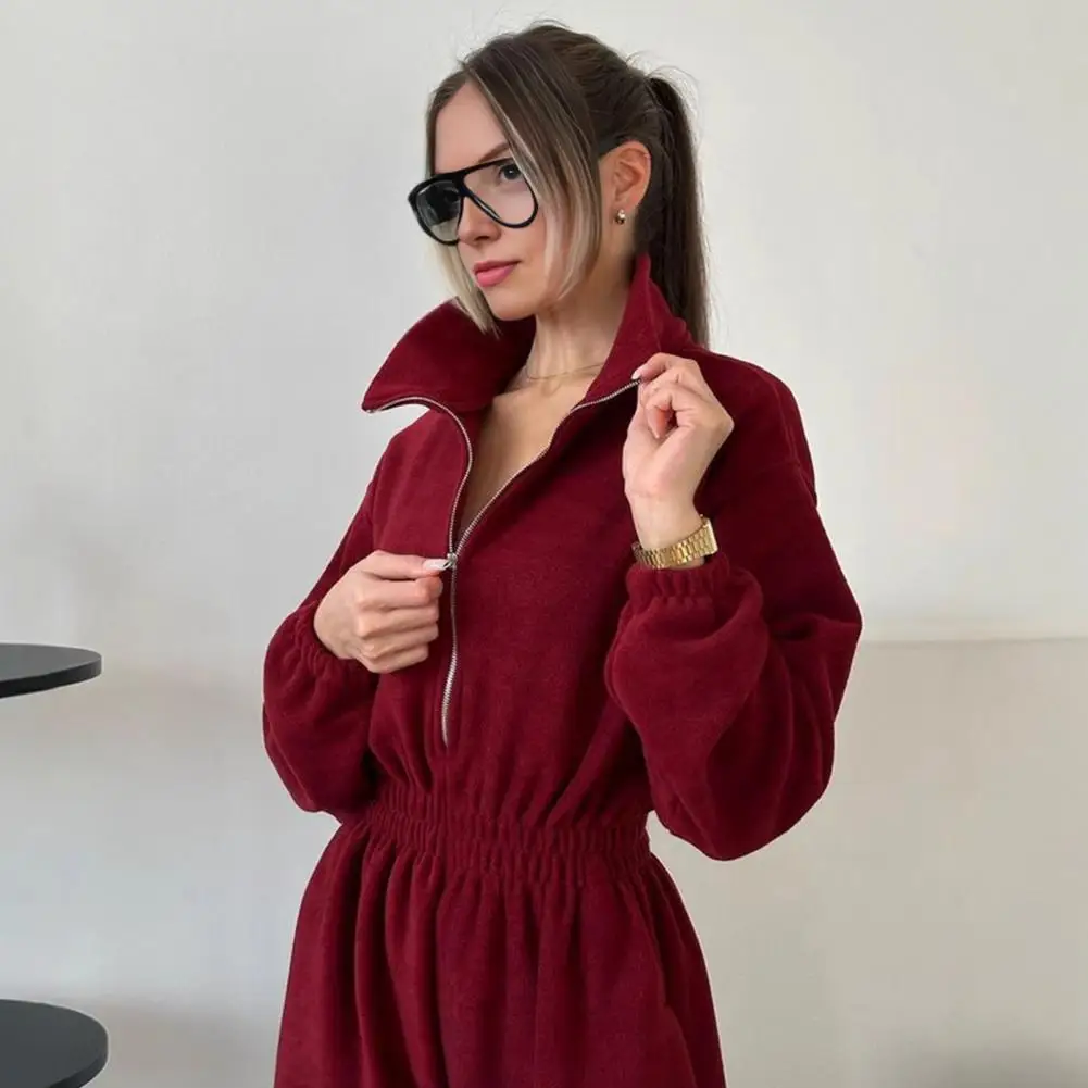 

Комбинезон на молнии, комбинезон с длинными рукавами, женский повседневный комбинезон с эластичным поясом, цельные спортивные штаны с высокой талией, женская одежда