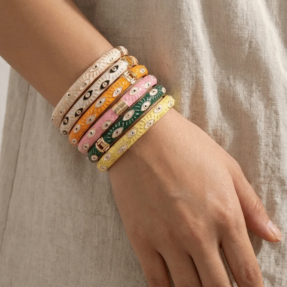 Creative Colorful Demon Eyes Bangle Hip Pop Fashion Enamel Bangle Exquisite Jewelry Hand Bracelet Unisex