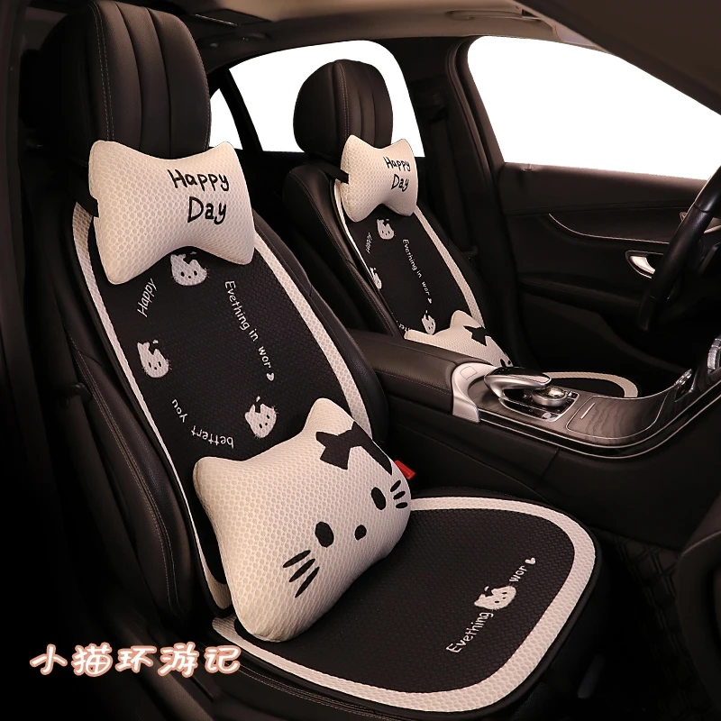 

Hello Kitty 3Pcs Car Seat Cover Universal Seat Cushion Breathable Comfort Seat Protector Pad Car Interior Accessories