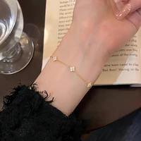 New Stainless Steel Zircon Necklaces for Women 18K Gold Plated Four Leaf Grass Collar Chain Necklace Luxury Jewelry Gift - Image 4