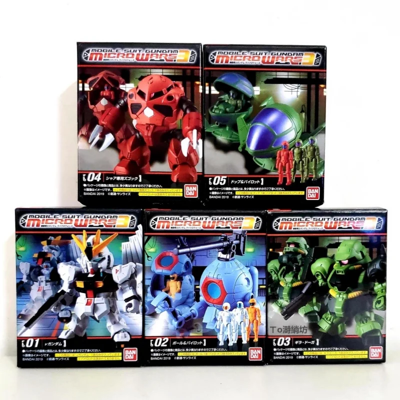 

Bandai Shokugan Original 5Pcs MOBILE SUIT GUNDAM Micro Wars 3 RX-93 ν Gundam Toys For Kids Gift Collectible Model Ornaments