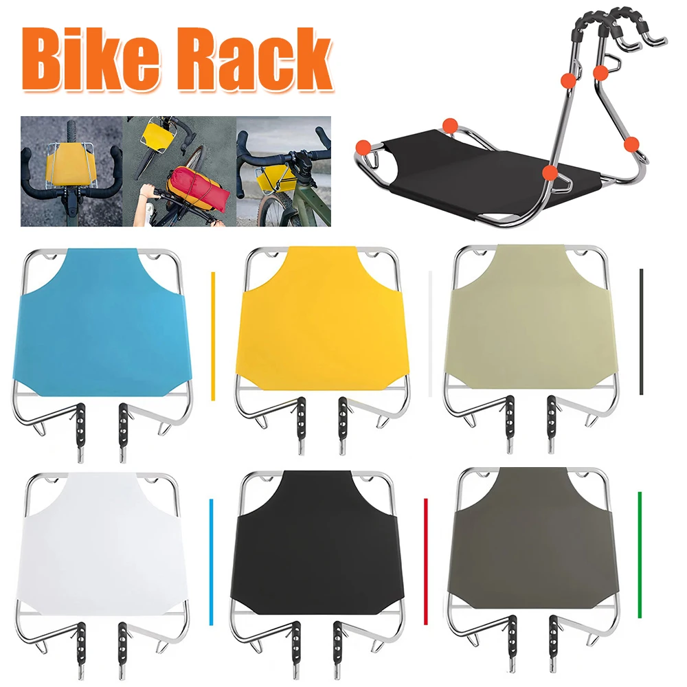 

Bike Basket Front Rack Folding Bike Front Bag Metal Convenient Bike Carrier Bicycle Luggage Shelf Bracket for MTB Road Bicycle