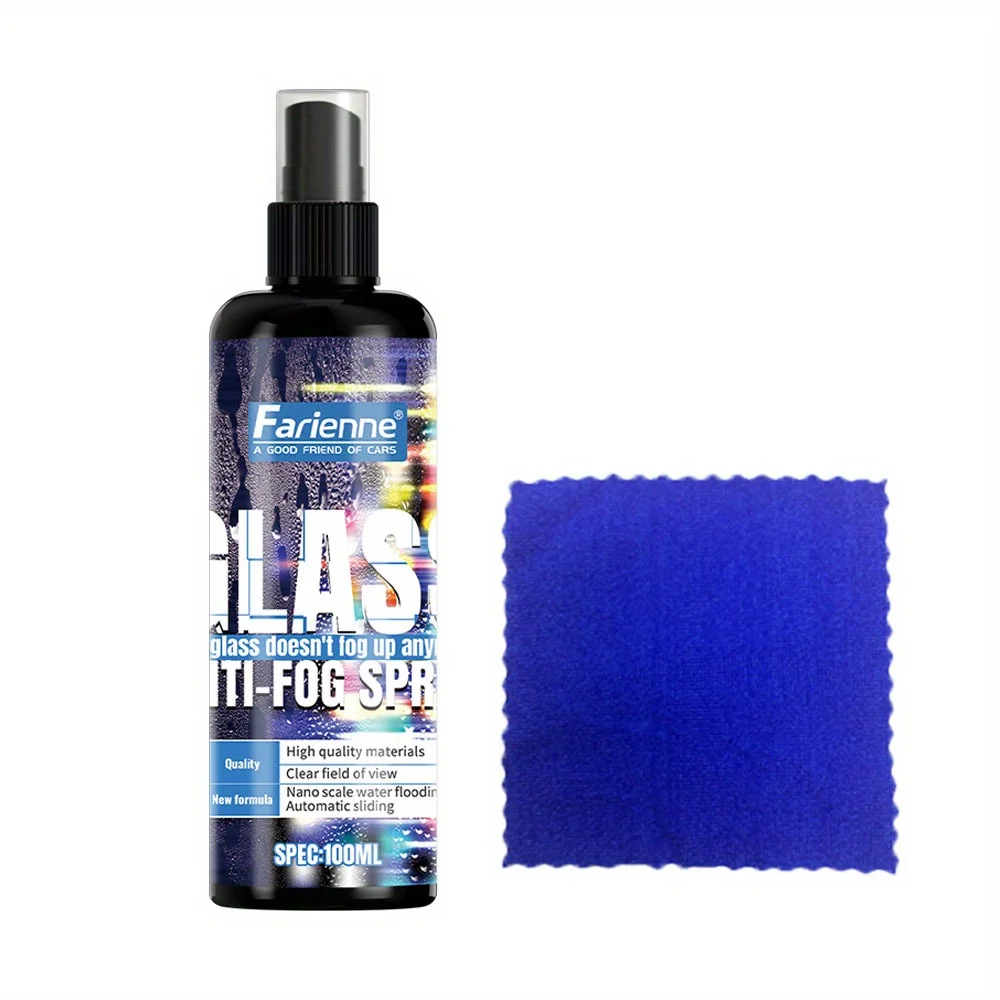 Farienne Anti-Fog Car Glass Spray - Universal Rain Repellent Treatment for Windshields, Windows & Mirrors, Water & Fog