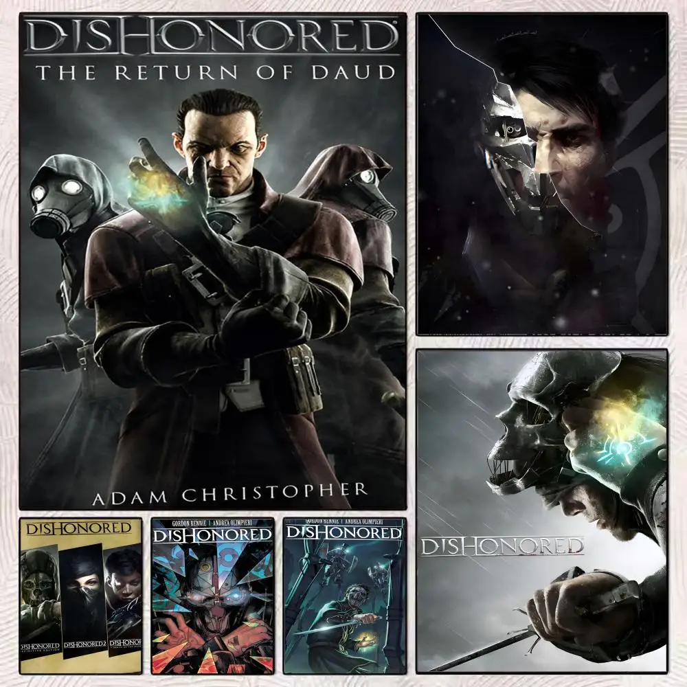 D-Dishonored 2, игра, аниме, картина, каллиграфия, безрамное холст, настенное искусство, идеально подходящее для украшения дома в прихожей, праздничные подарки D-Dishonored 2, игра, аниме, картина, каллиграфия, безрамное холст, настенное искусство, идеально подходящее для украшения дома в прихожей, праздничные подарки