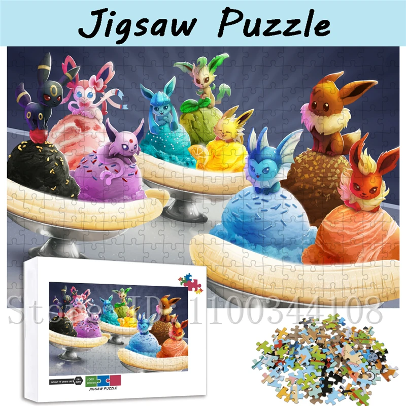 Pokemon Eeveelution Puzzle divertenti 300/500/1000 pezzi Anime Cartoon Jigsaw Puzzle Gioco interattivo genitore-figlio Giocattoli