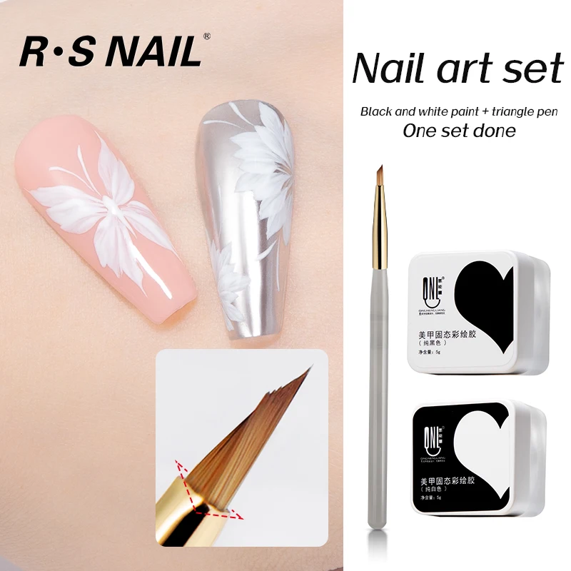 RS NAIL-pincel Triangular de pintura sólida, esmalte de uñas en Gel, flor, mariposa, bolígrafo de pintura triangular, pincel para decoración de uñas, juego de Gel para remojar