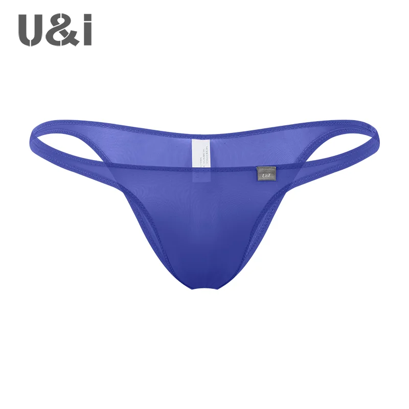 U&I sexy briefs men\'s thin section transparent nylon half pack hip low waist one-piece bikini ui underwear