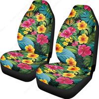 Tropical Floral Car Front Seat Cover Set 2PCS Elastic Bucket Vehicle Front Seat Cover Set of 2 Universal Fit Automotive Seats