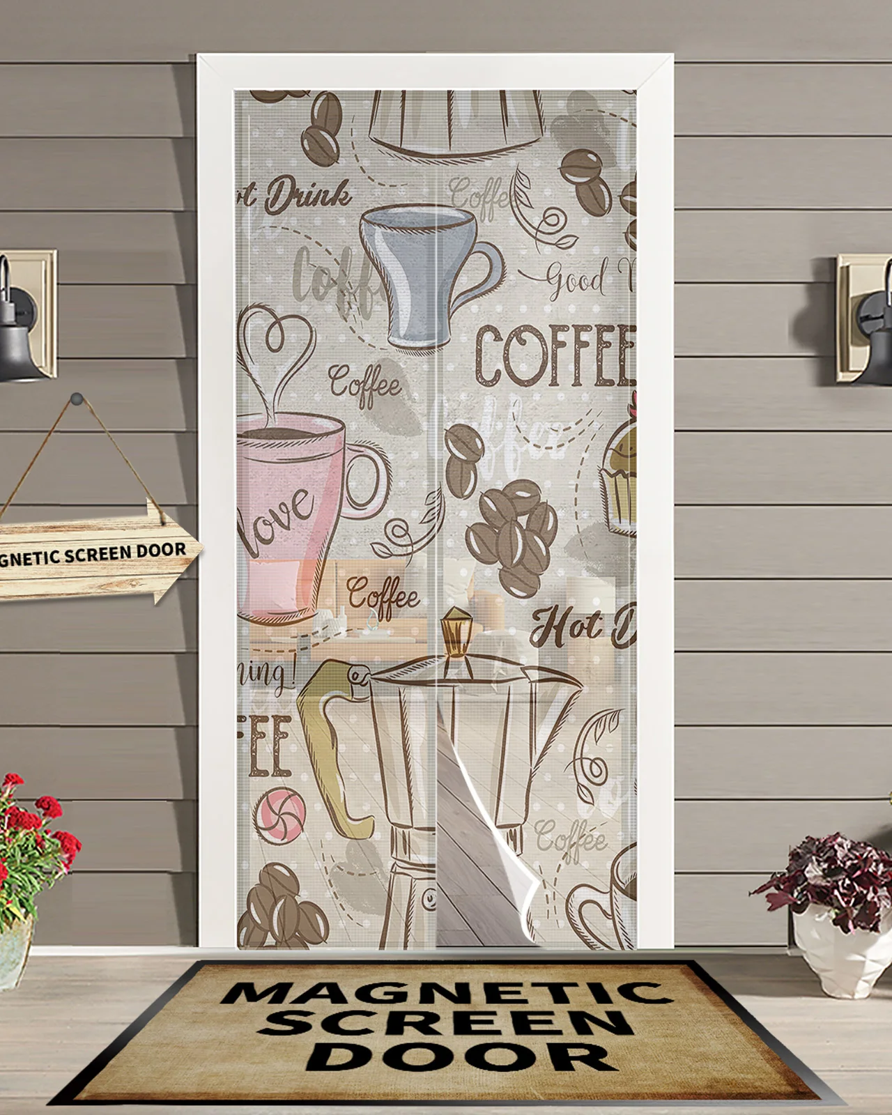 Coffee Cup Cake Candy Magnetic Mosquito Net Summer Anti Bug Fly Door Curtains Kitchen Screen Door Mesh