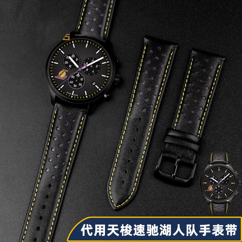 سوار ساعة من الجلد الطبيعي لسرعة تيسو ، علامة تجارية مشتركة NBA ، سوار من جلد البقر ذو الطبقة العليا ، حزام 22 من أجل Tag Heuer ، Tse617