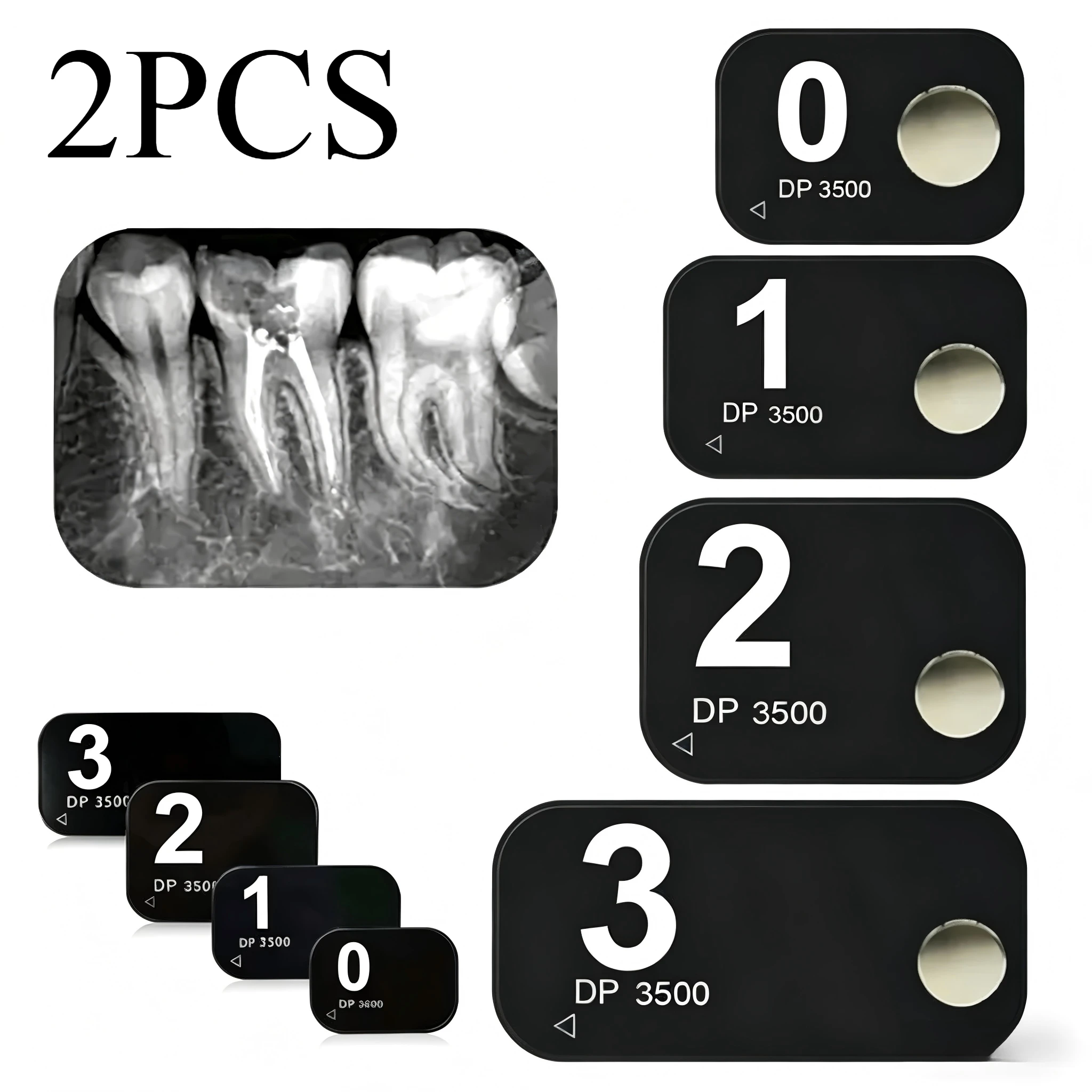 2Pcs Dental Phosphor Storage Plates, Intraoral X-Ray Imaging Scanner Plate for Digital Sensor System