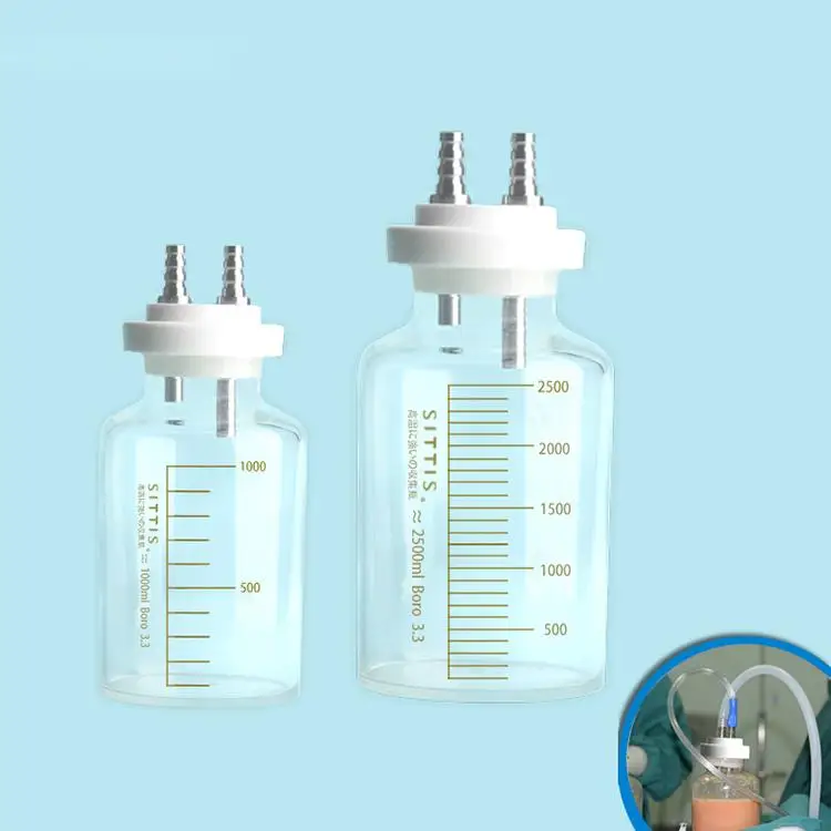 2,500ml autoclavable reusable fat collection Canister made of glass