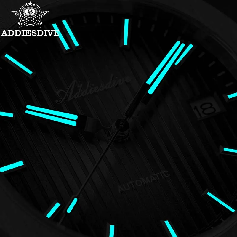 ADDIESDIVE 41mm Men\'s Watch Automatic Mechanical WristWatch 8215 Calendar Display 100m Waterproof Stainless Steel Diving Watches