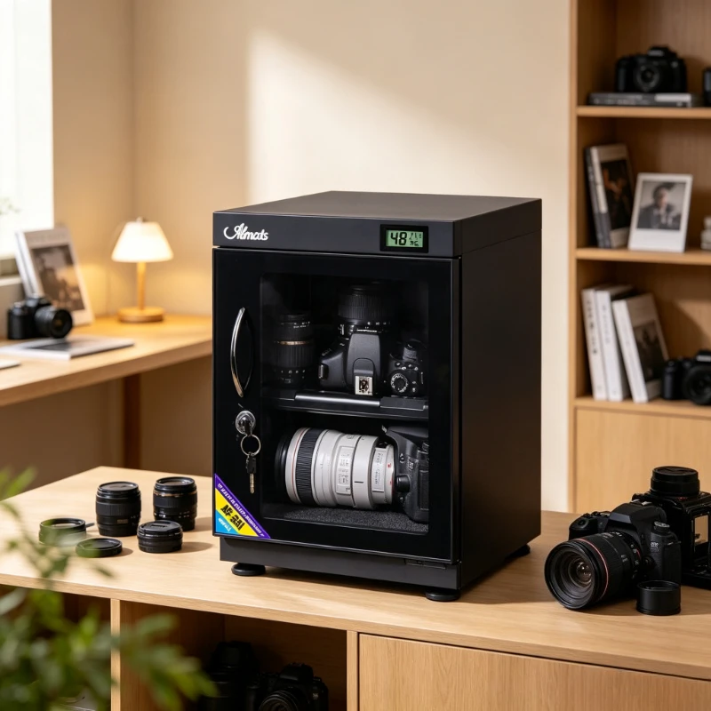Large Capacity Electronic Dry Cabinet, Dehumidifier Storage Box for DSLR Lenses & Stamps, Quiet Operation Camera Gear Safe