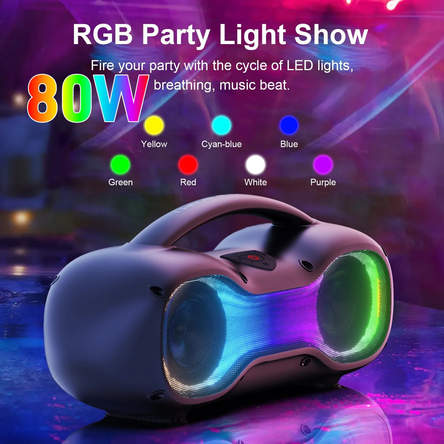 

XDOBO 80W Subwoofer Party DJ Wireless Blue Tooth 5.3 Portable HIFI 360 Stereo Surround Cool RGB Outdoor Waterproof Dream Speaker