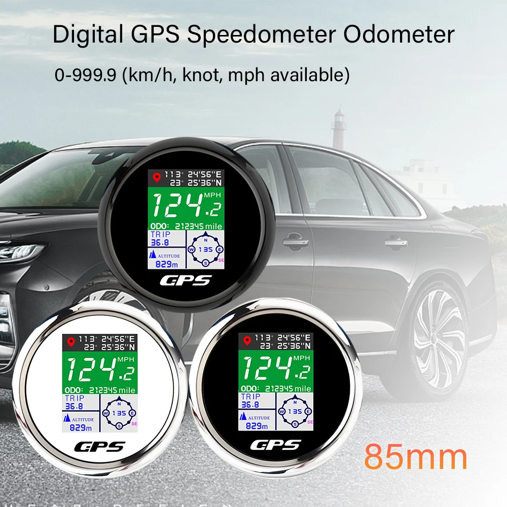 

ELING 52mm 85mm Digital GPS Speedometer TFT Screen 0-999.9 KM/H MOH KNOTS with Longitude Latitude Altitude 9-32V for Car Truck