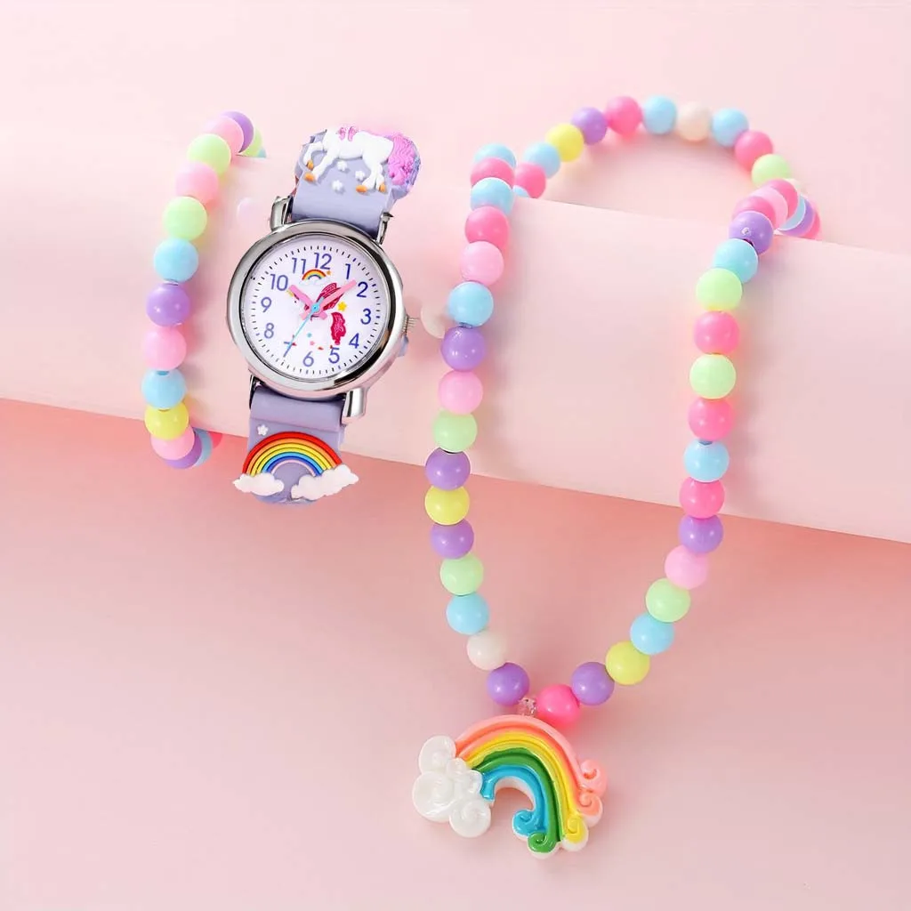 Kegllect jam tangan Quartz anak, arloji silikon Unicorn kreativitas penuh warna, hadiah Ideal untuk hadiah