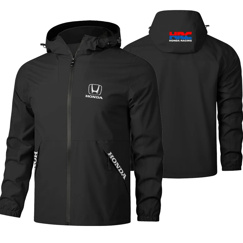 Honda men's stylish new motorcycle jacket, windproof and waterproof zipper hooded coat