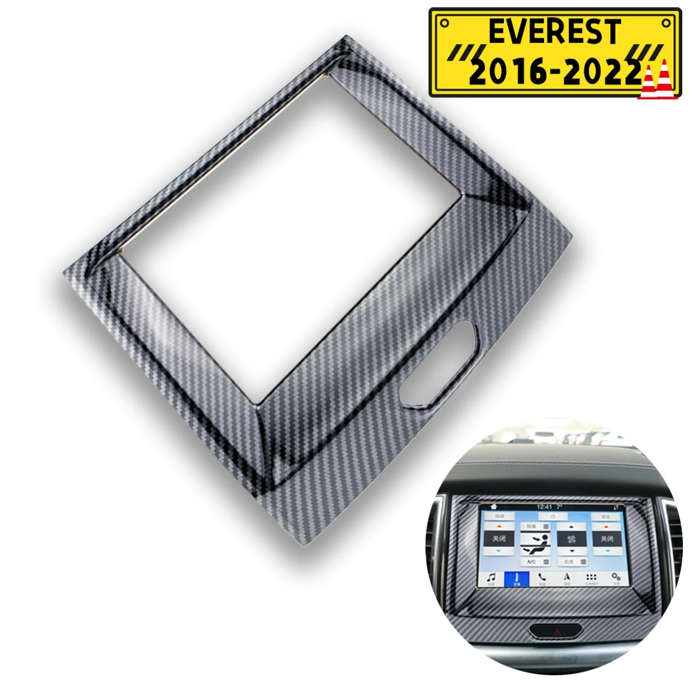 Carbon Fiber Car Center Navigation Panel Frame Cover for Ford Ranger Everest Endeavour 2015 - 2020 Decoration Accessories