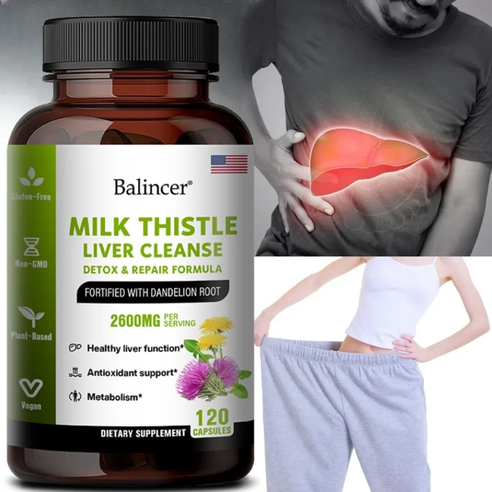 Milk Thistle with Dandelion Root-Antioxidant Liver & Kidney Health Support Supplement, Vegan, Non-GMO, Gluten Free, 120 Capsules
