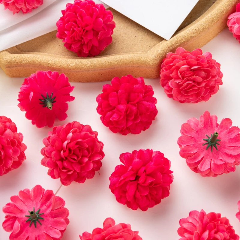 50 Stück künstliche Hortensien für Hochzeit, Garten, Heimdekoration, Weihnachtsfeier, DIY-Süßigkeitsschachtel, Sammelalbum, rosa Kugel, Chrysantheme – Detail 13